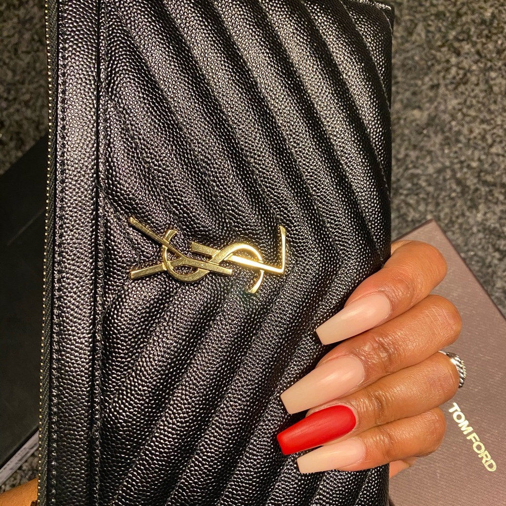 YSL pouch w/box , authenticity card , box , & tag